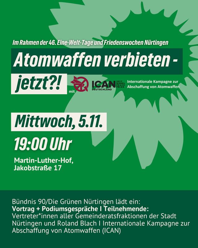 Einladung zur Veranstaltung „Atomwaffen verbieten – jetzt?!“